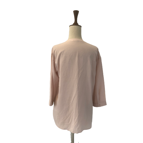 Uniqlo Baby Pink V-neck Blouse | Pre Loved |