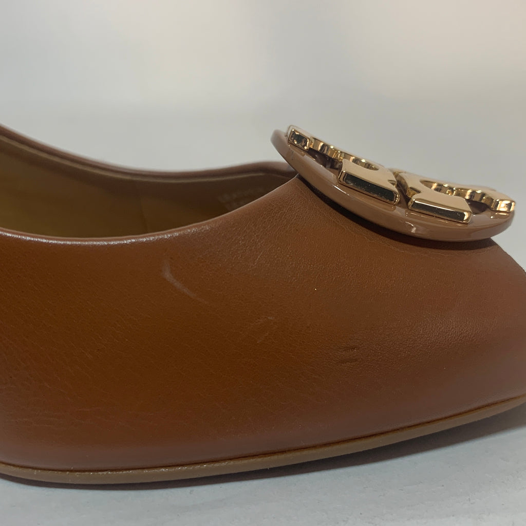 Tory Burch Tan 'Claire' Peep-Toe Wedges | Brand New |