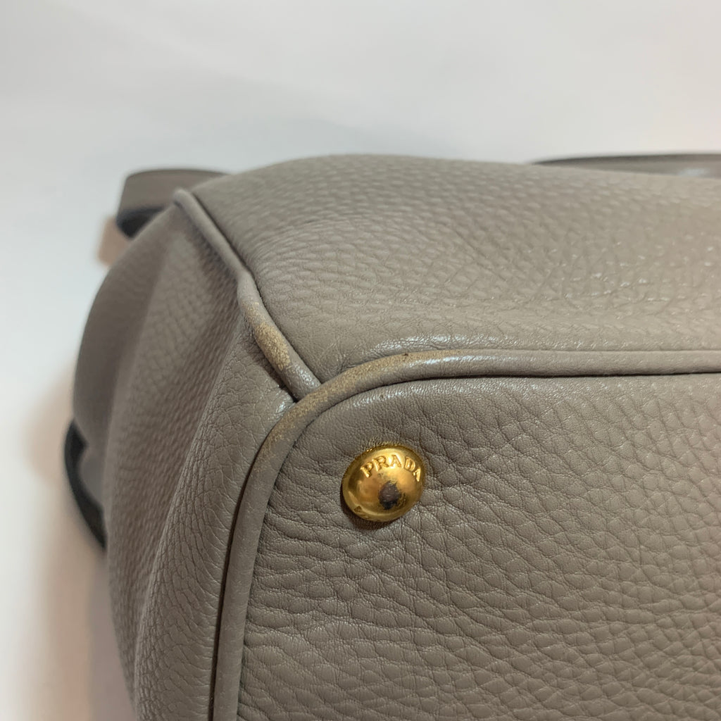 Prada Grey Pebbled Leather Tote | Pre Loved |