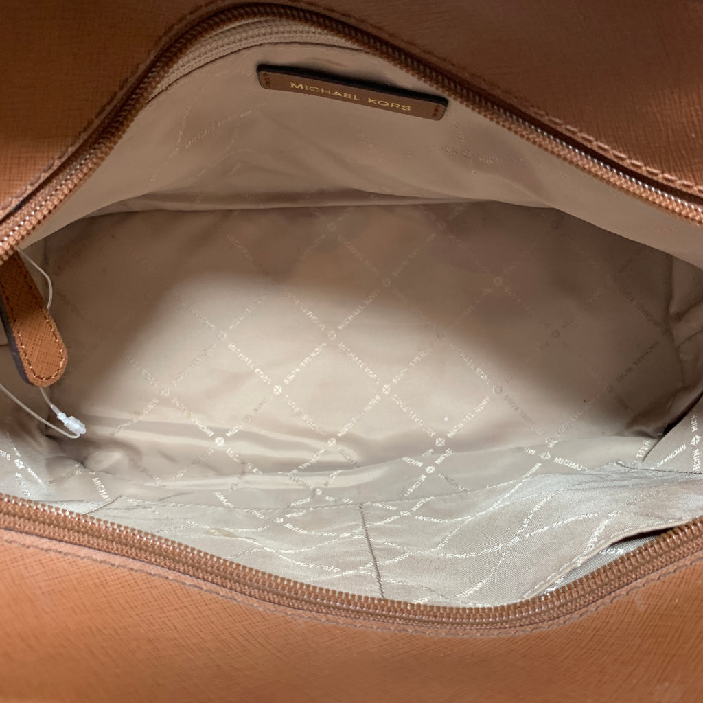 Michael Kors Vanilla & Tan Leather Monogram Shoulder Bag | Gently Used |