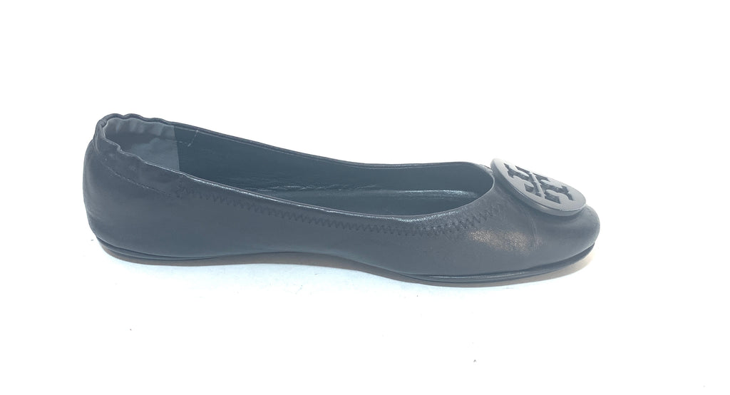 Tory Burch Black Minnie Leather Ballet Flats | Pre Loved |