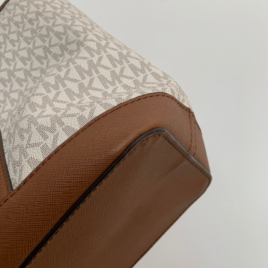 Michael Kors Vanilla & Tan Leather Monogram Shoulder Bag | Gently Used |