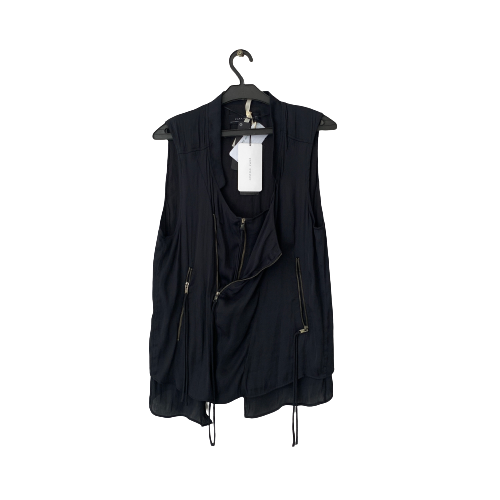 ZARA Black Sleeveless Multi-zip Top | Brand New |