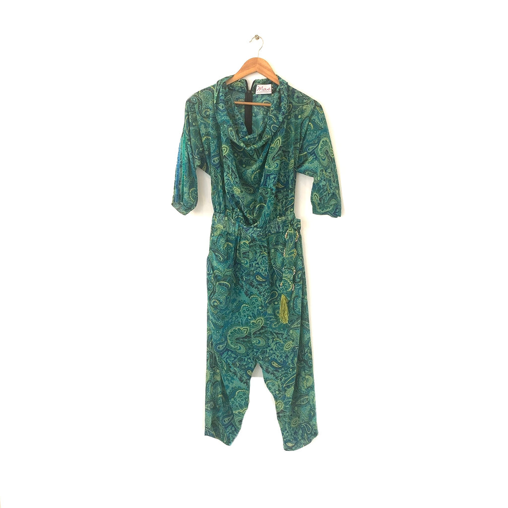 MAS Green Printed Chiffon Jumpsuit | Like New |