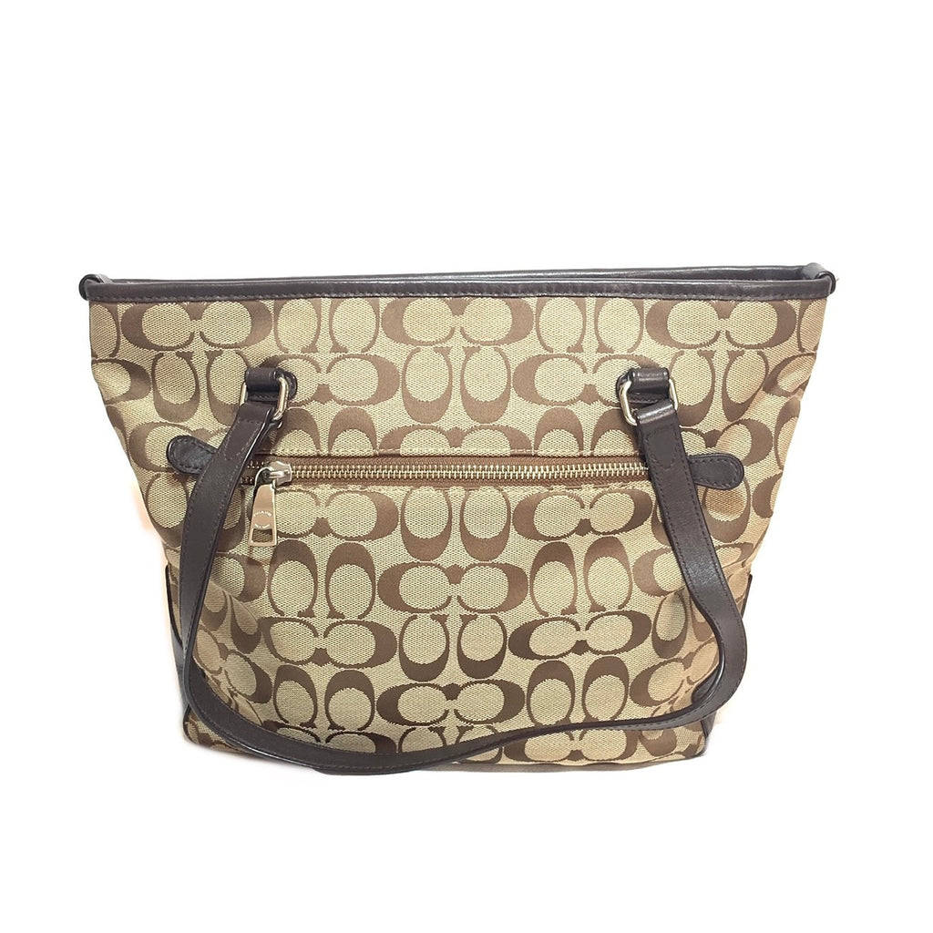Coach Monogram Canvas Beige & Brown Tote | Gently Used |