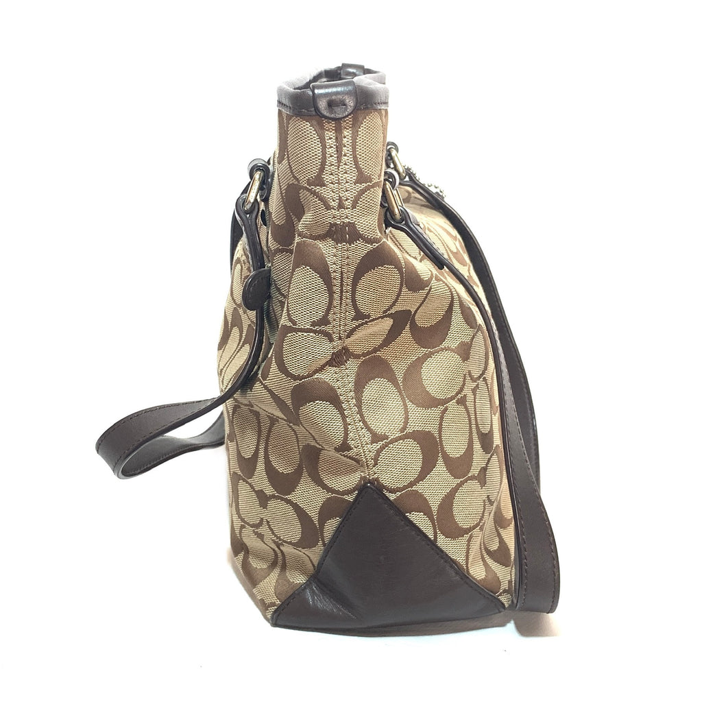 Coach Monogram Canvas Beige & Brown Tote | Gently Used |