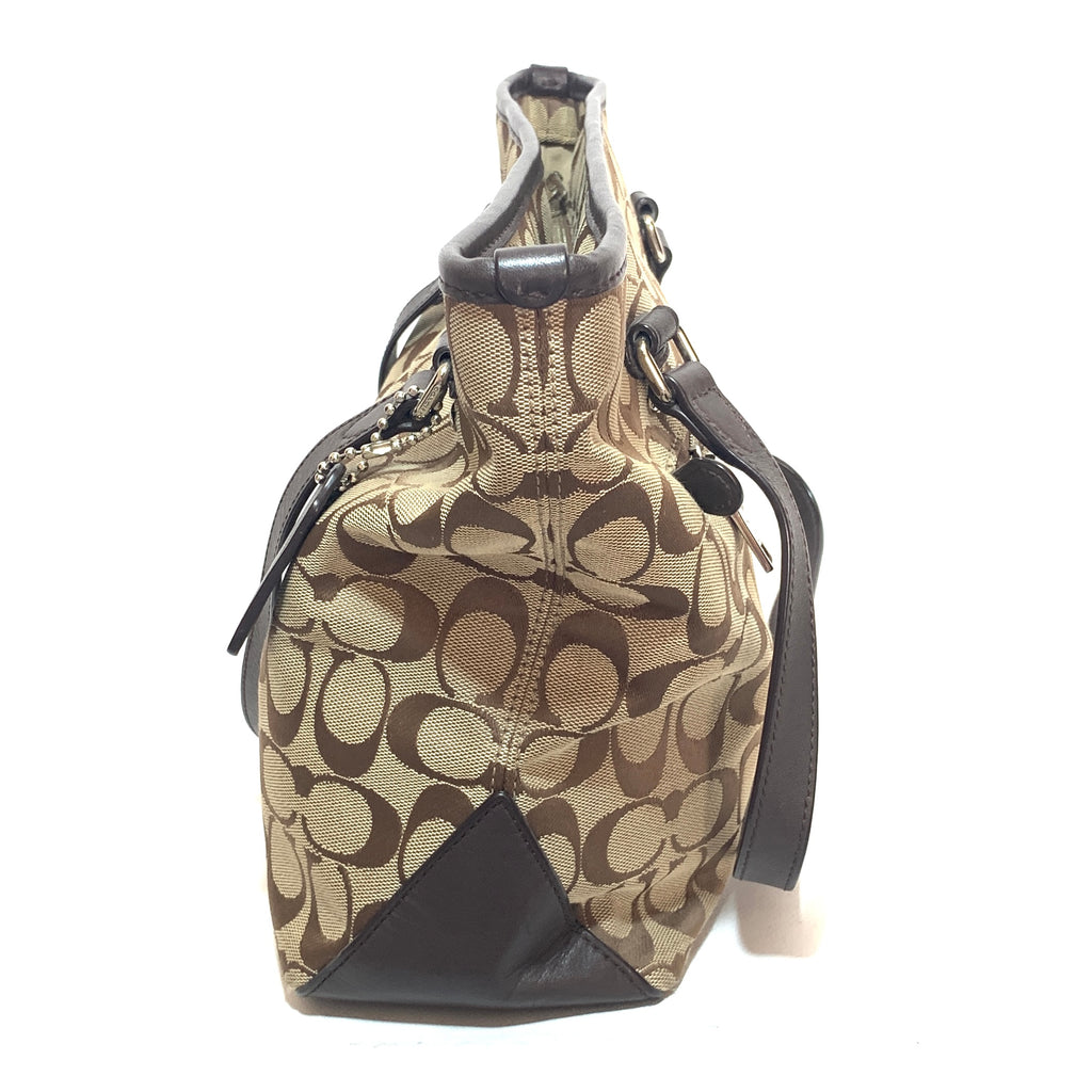 Coach Monogram Canvas Beige & Brown Tote | Gently Used |