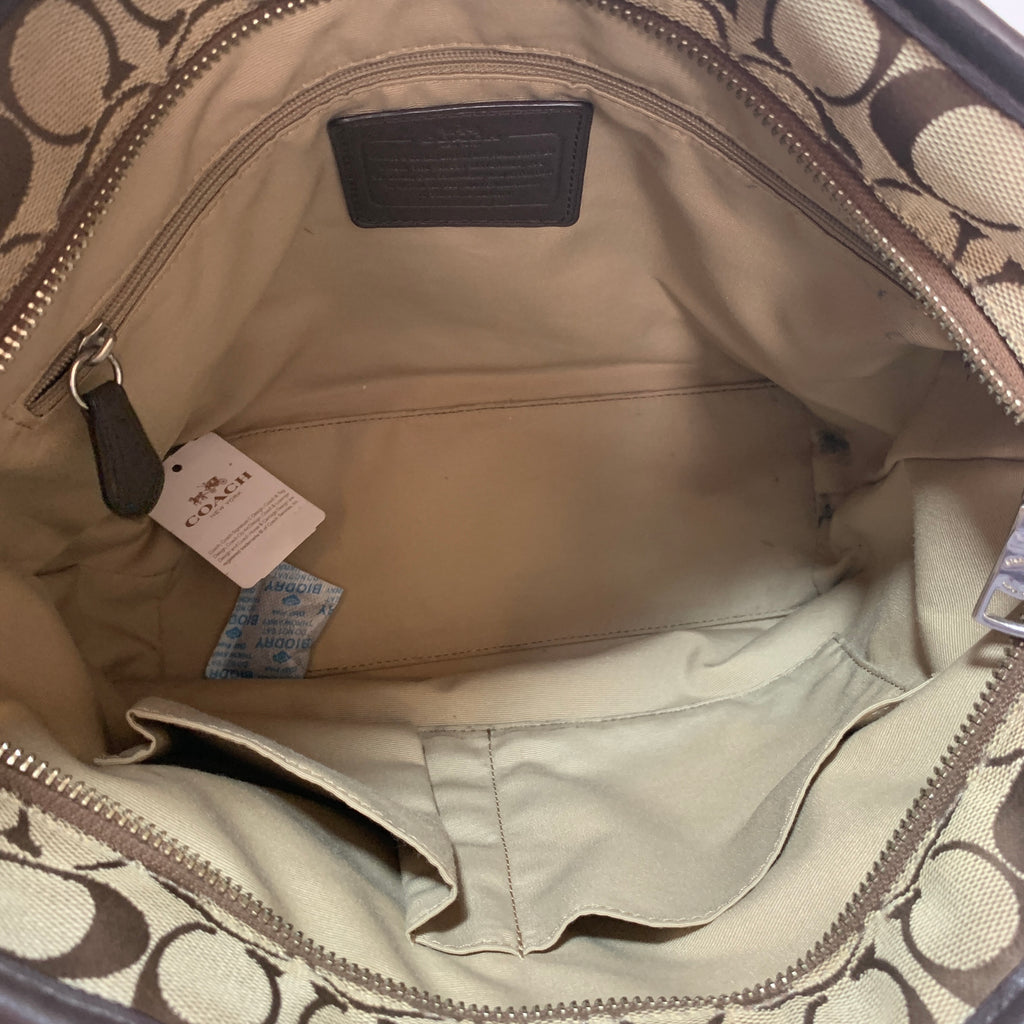 Coach Monogram Canvas Beige & Brown Tote | Gently Used |
