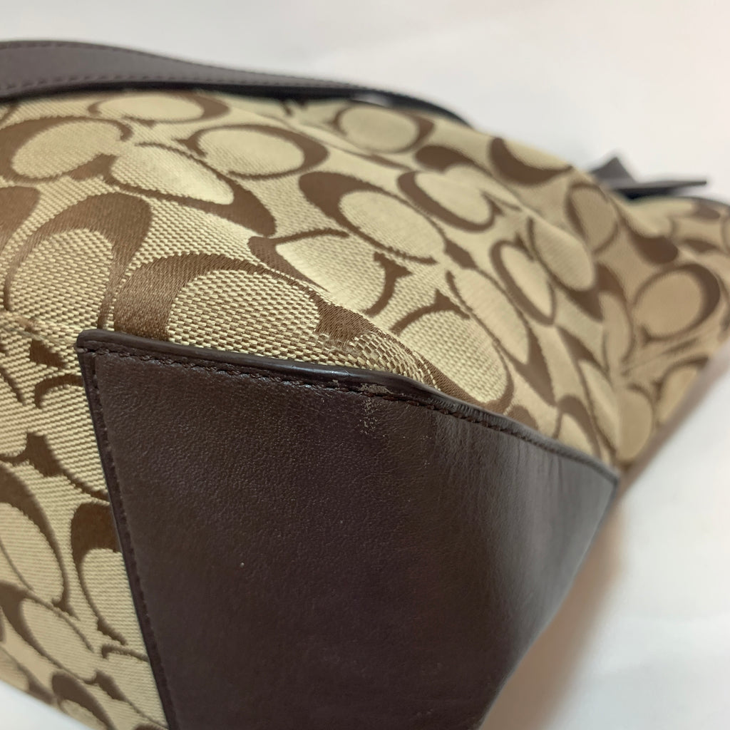 Coach Monogram Canvas Beige & Brown Tote | Gently Used |