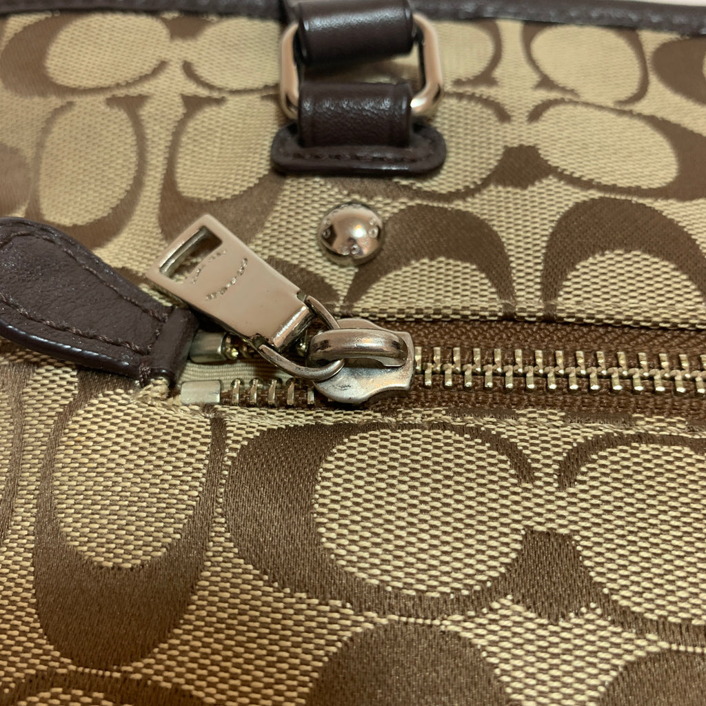 Coach Monogram Canvas Beige & Brown Tote | Gently Used |