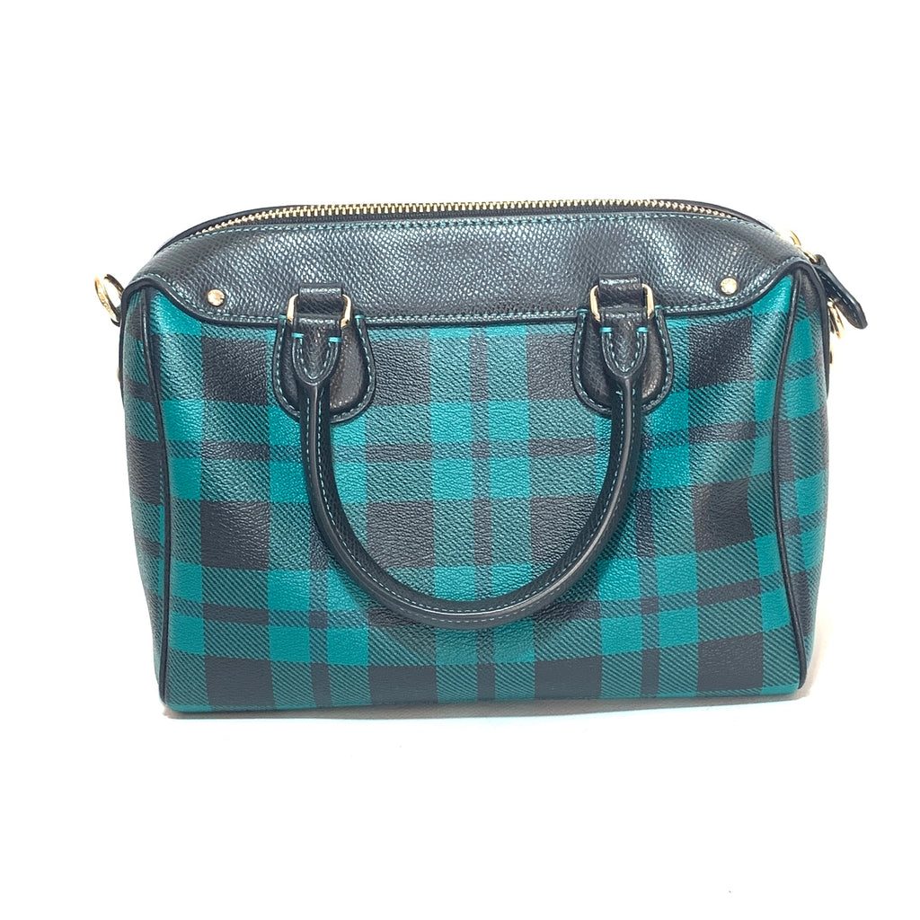 Coach Green & Black Checked Mini Bennett Satchel | Like New |