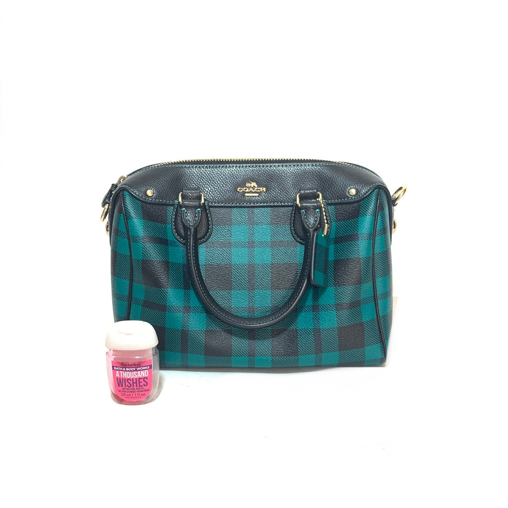 Coach Green & Black Checked Mini Bennett Satchel | Like New |