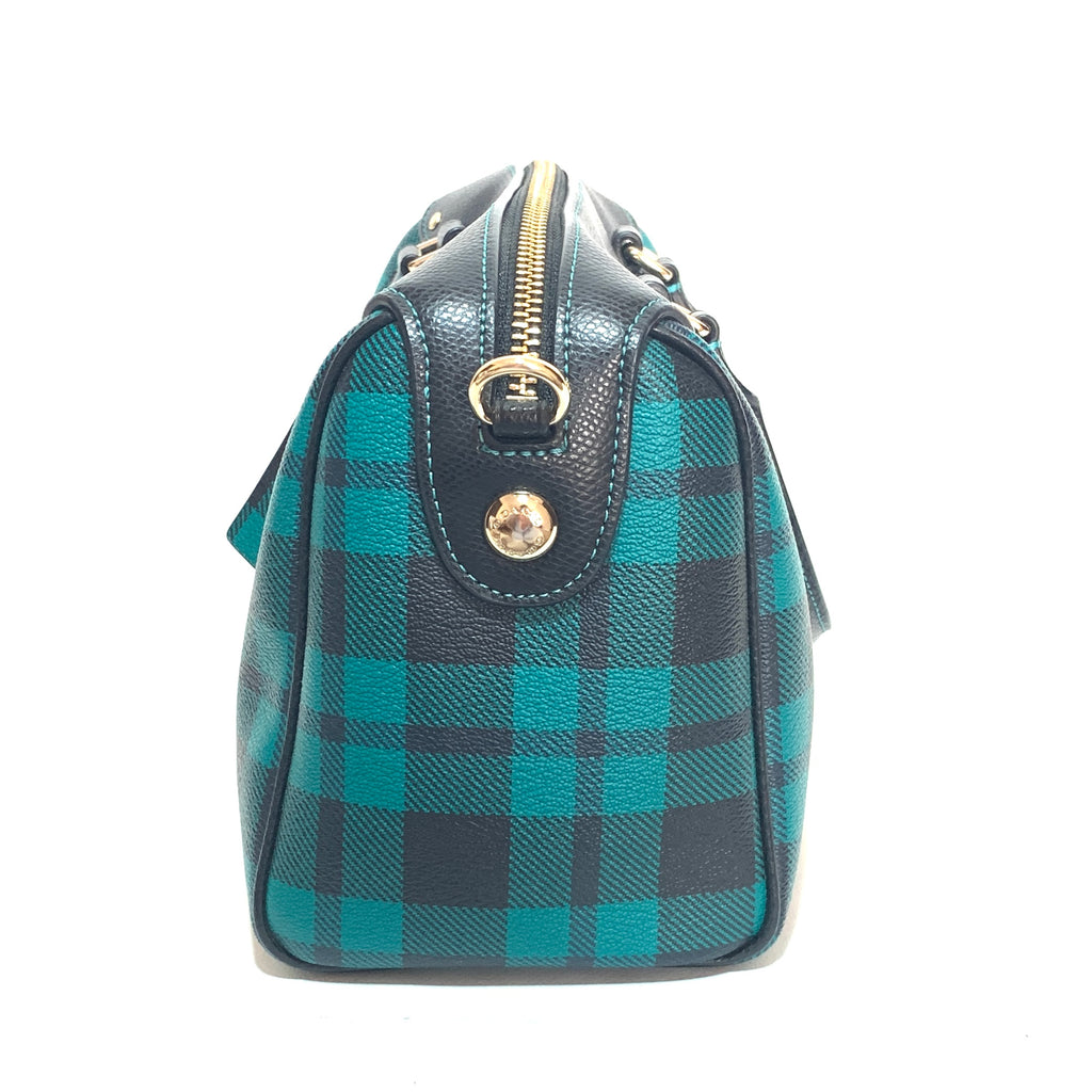 Coach Green & Black Checked Mini Bennett Satchel | Like New |