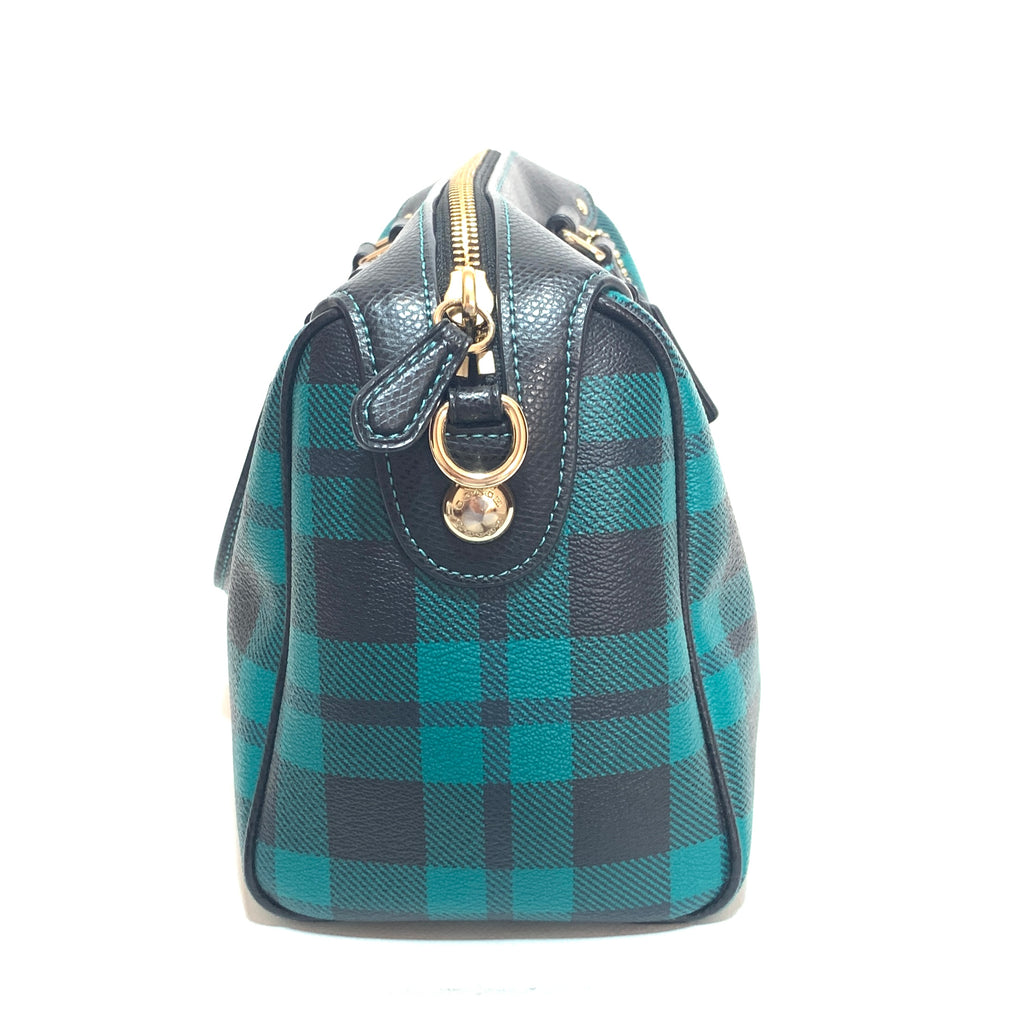 Coach Green & Black Checked Mini Bennett Satchel | Like New |
