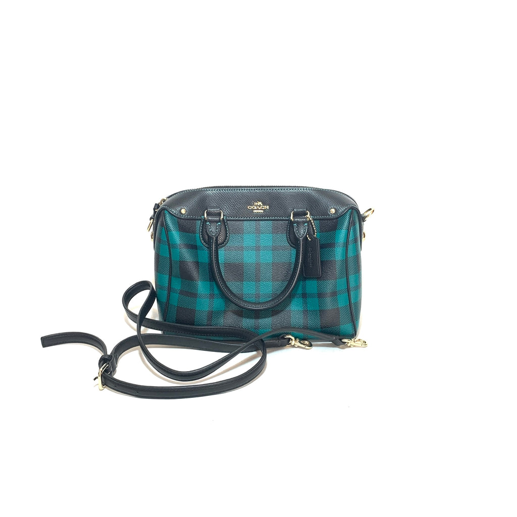 Coach Green & Black Checked Mini Bennett Satchel | Like New |