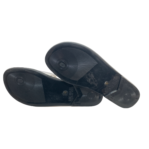 Michael Kors Black Leather Thong Cork Bed Sandals | Pre Loved |