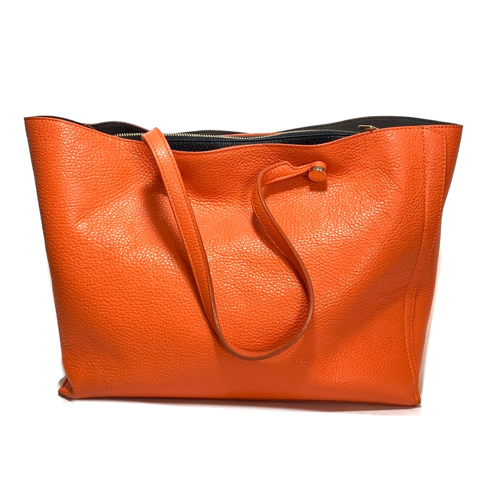 Furla Orange Pebbled Leather Tote | Gently Used |