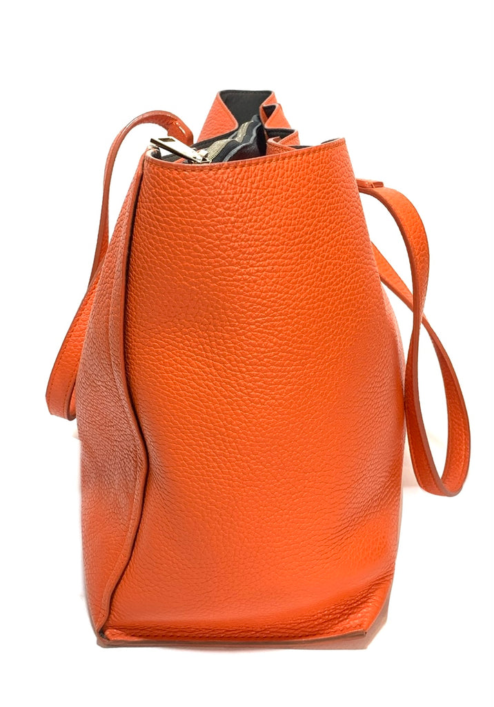 Furla Orange Pebbled Leather Tote | Gently Used |