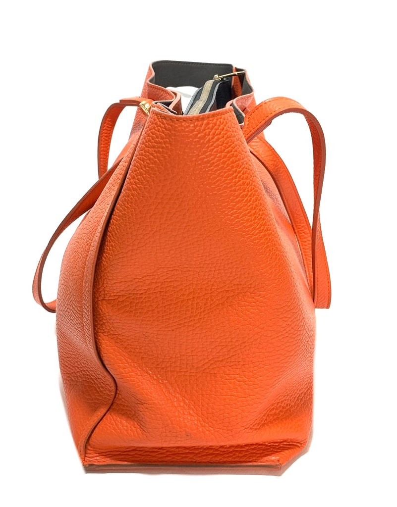 Furla Orange Pebbled Leather Tote | Gently Used |