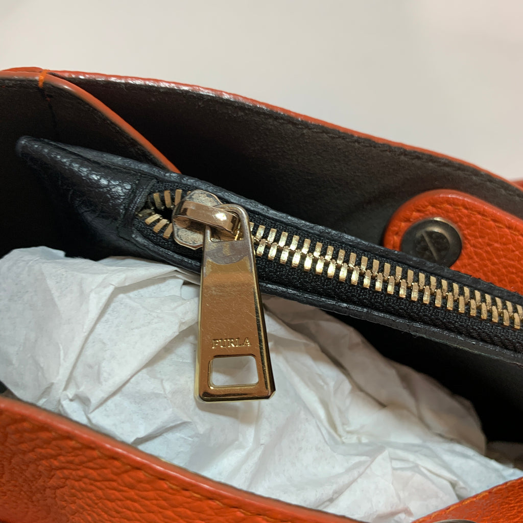 Furla Orange Pebbled Leather Tote | Gently Used |