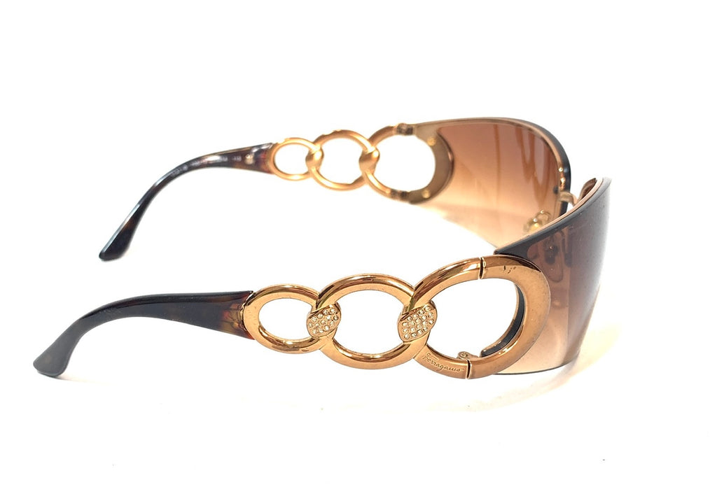 Salvatore Ferragamo 1141-B Rimless Brown Sunglasses | Gently Used |