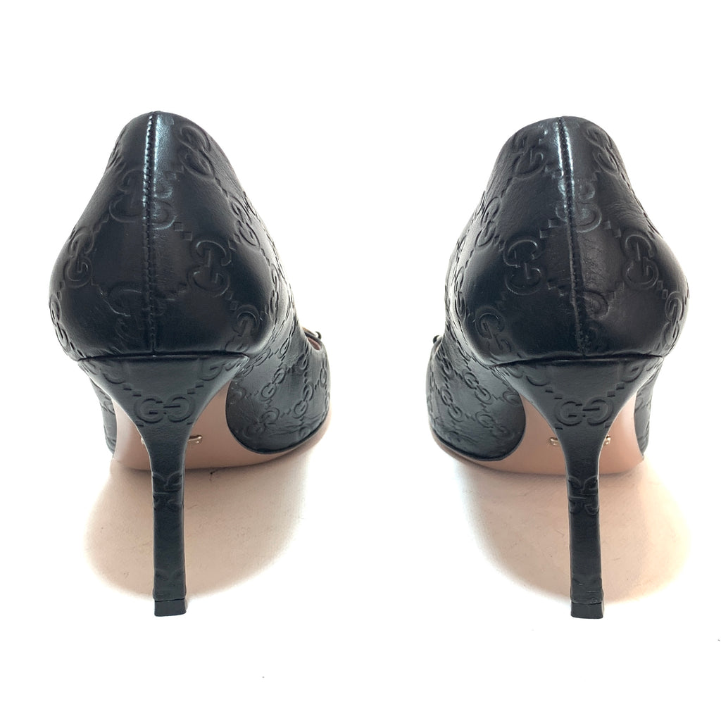 Gucci Black Guccisma Horsebit Peep-toe Heels | Pre Loved |