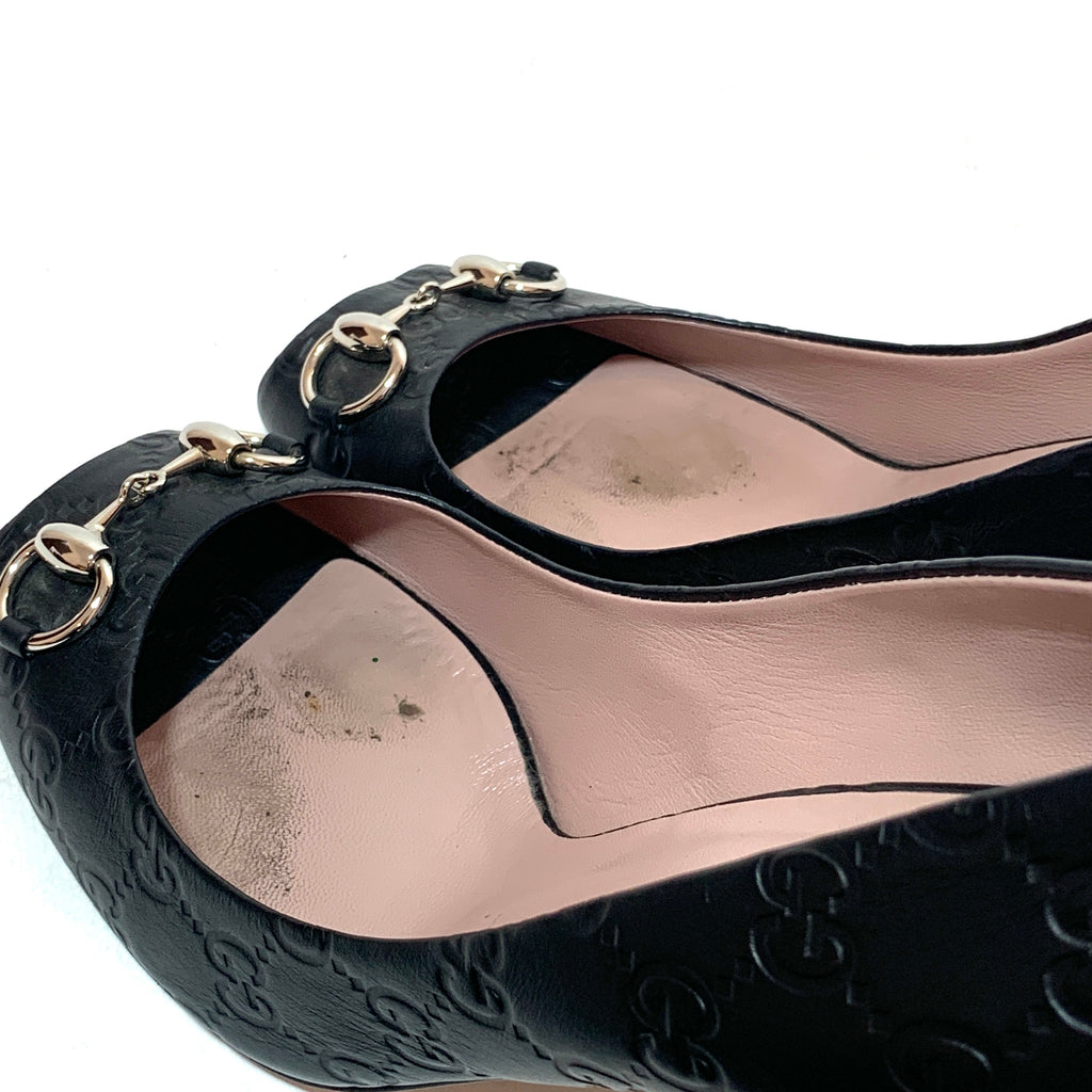 Gucci Black Guccisma Horsebit Peep-toe Heels | Pre Loved |
