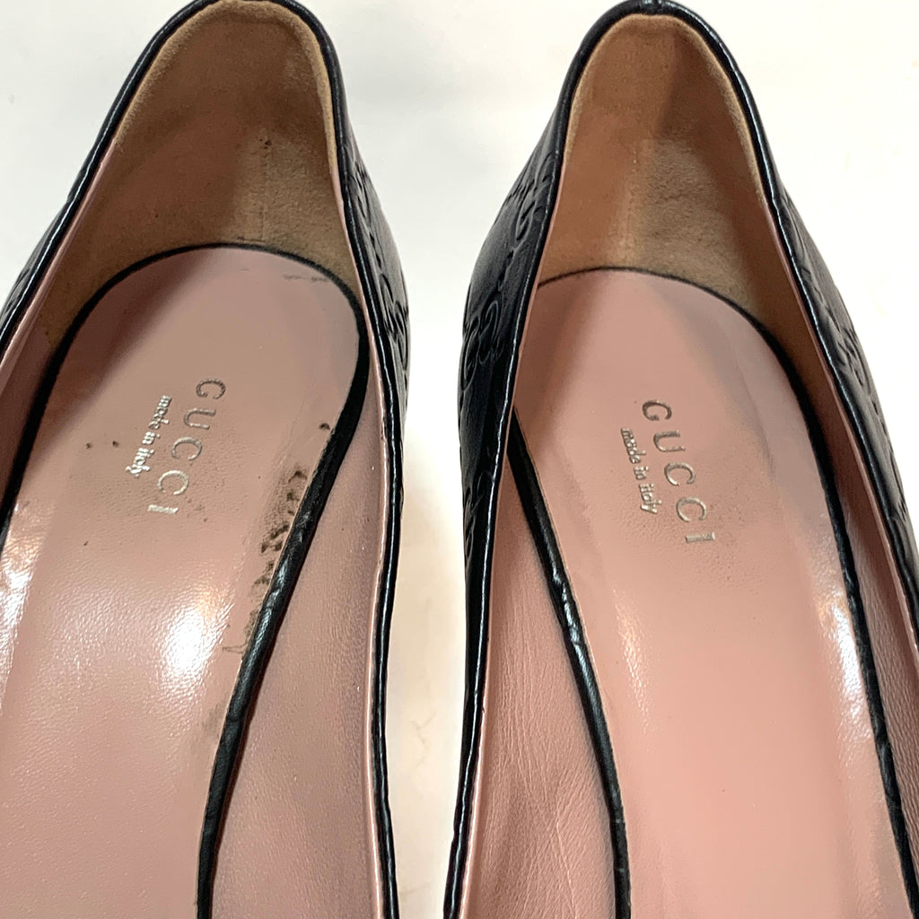 Gucci Black Guccisma Horsebit Peep-toe Heels | Pre Loved |
