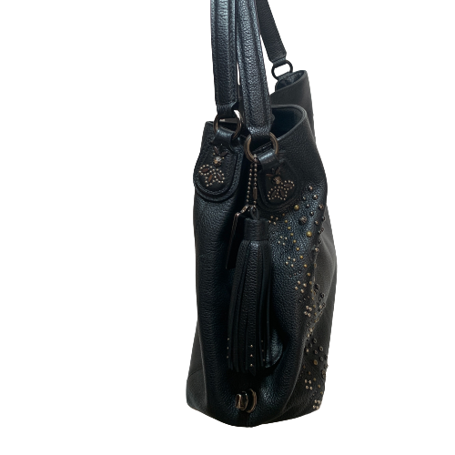 Coach Black Leather 'Edie' Studded Shoulder Bag | Pre Loved |