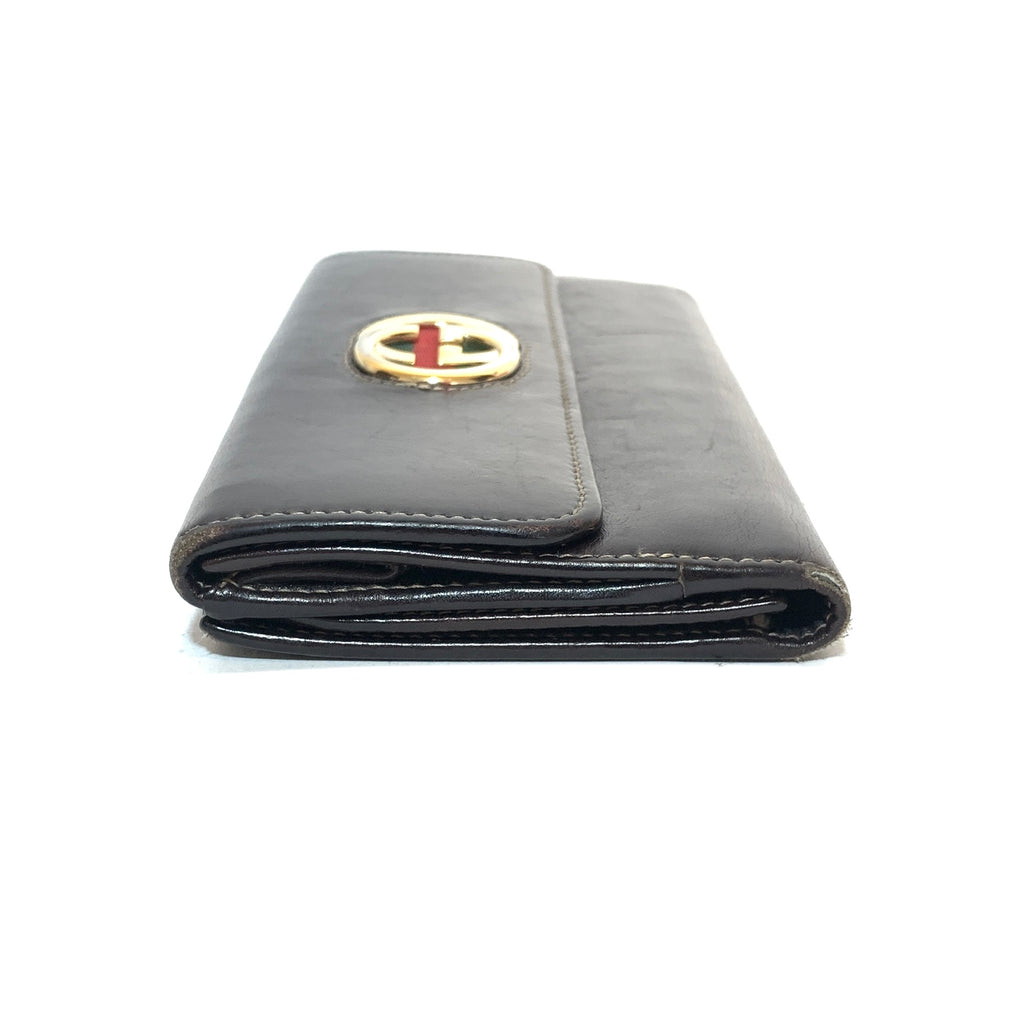 Gucci Brown Leather Logo Envelope Wallet | Pre Loved |