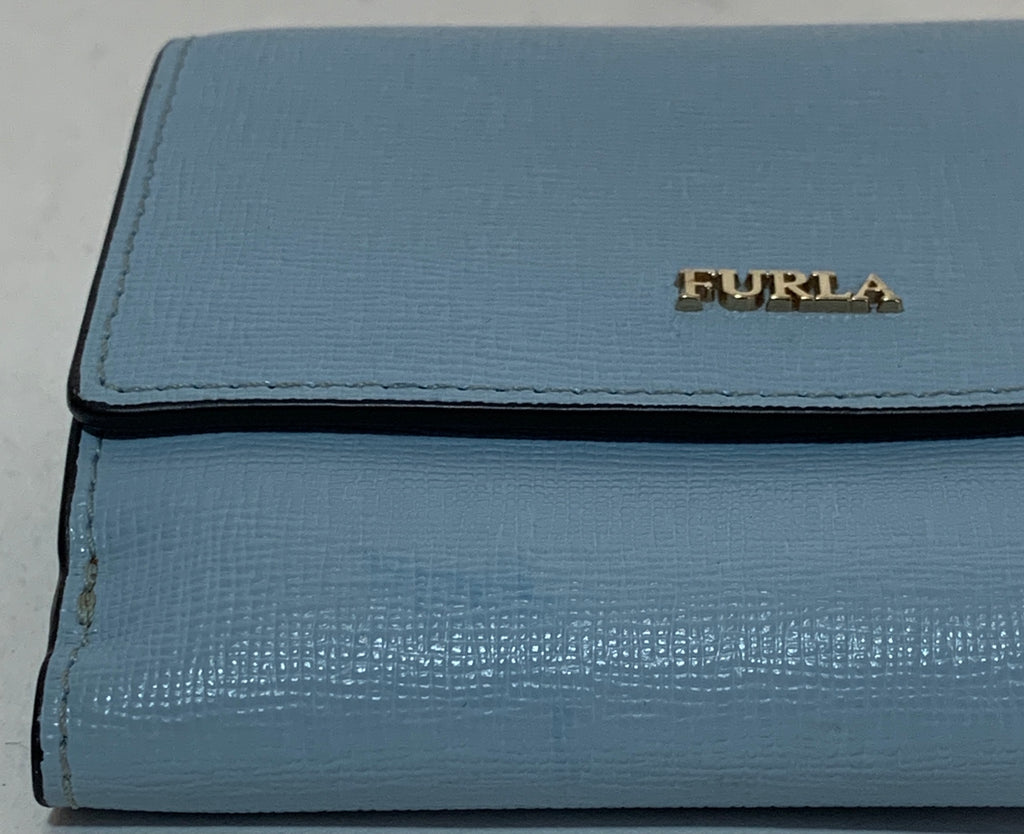 Furla Light Blue Leather Bi-fold Wallet | Pre Loved |