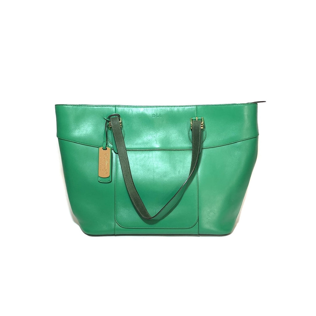 Lauren Ralph Lauren Green Leather Tote | Pre Loved |