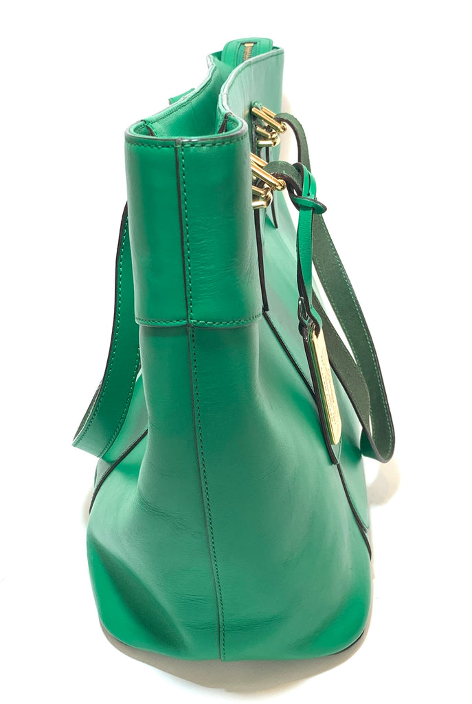 Lauren Ralph Lauren Green Leather Tote | Pre Loved |