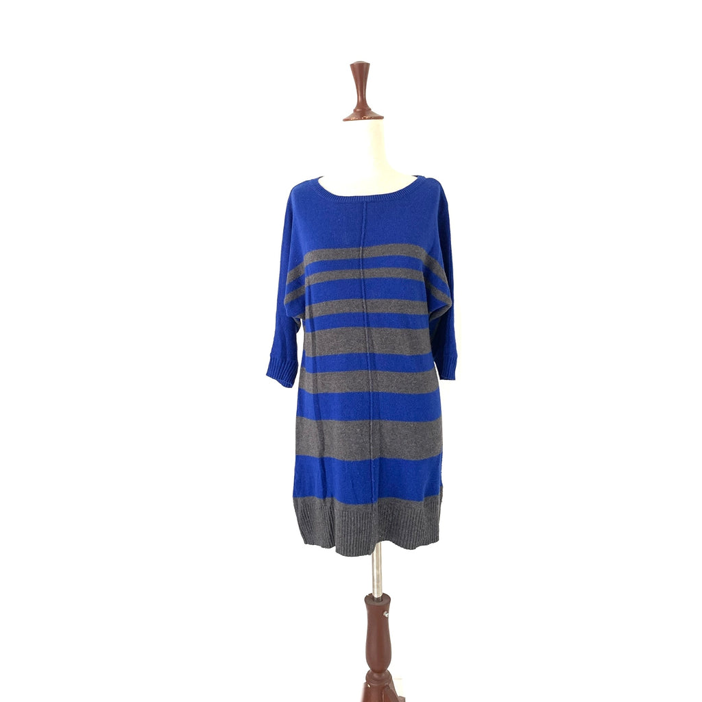 DKNY Navy & Grey Striped Sweater Dress | Pre Loved |