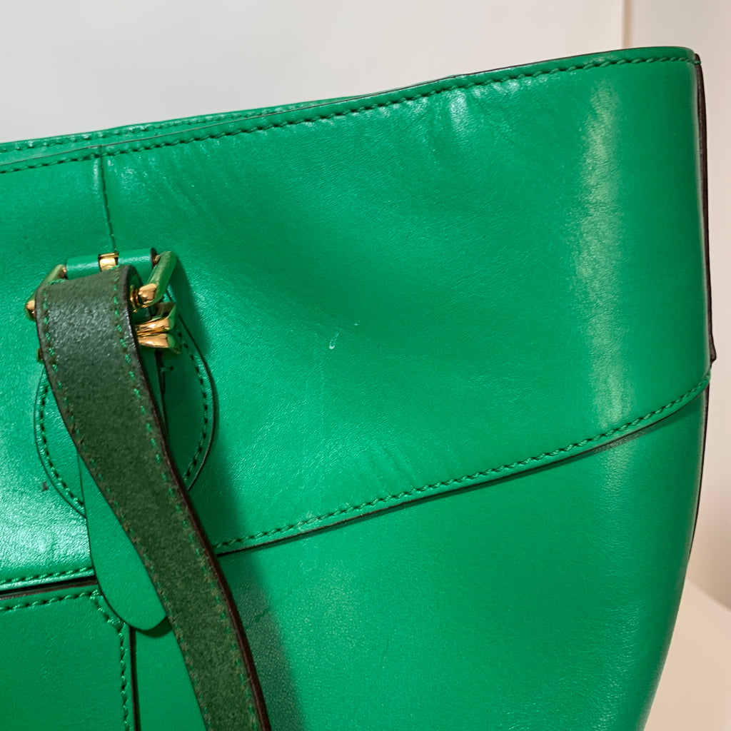 Lauren Ralph Lauren Green Leather Tote | Pre Loved |