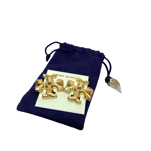 Tory Burch Gold Large Logo Stud Earrings | Brand New |