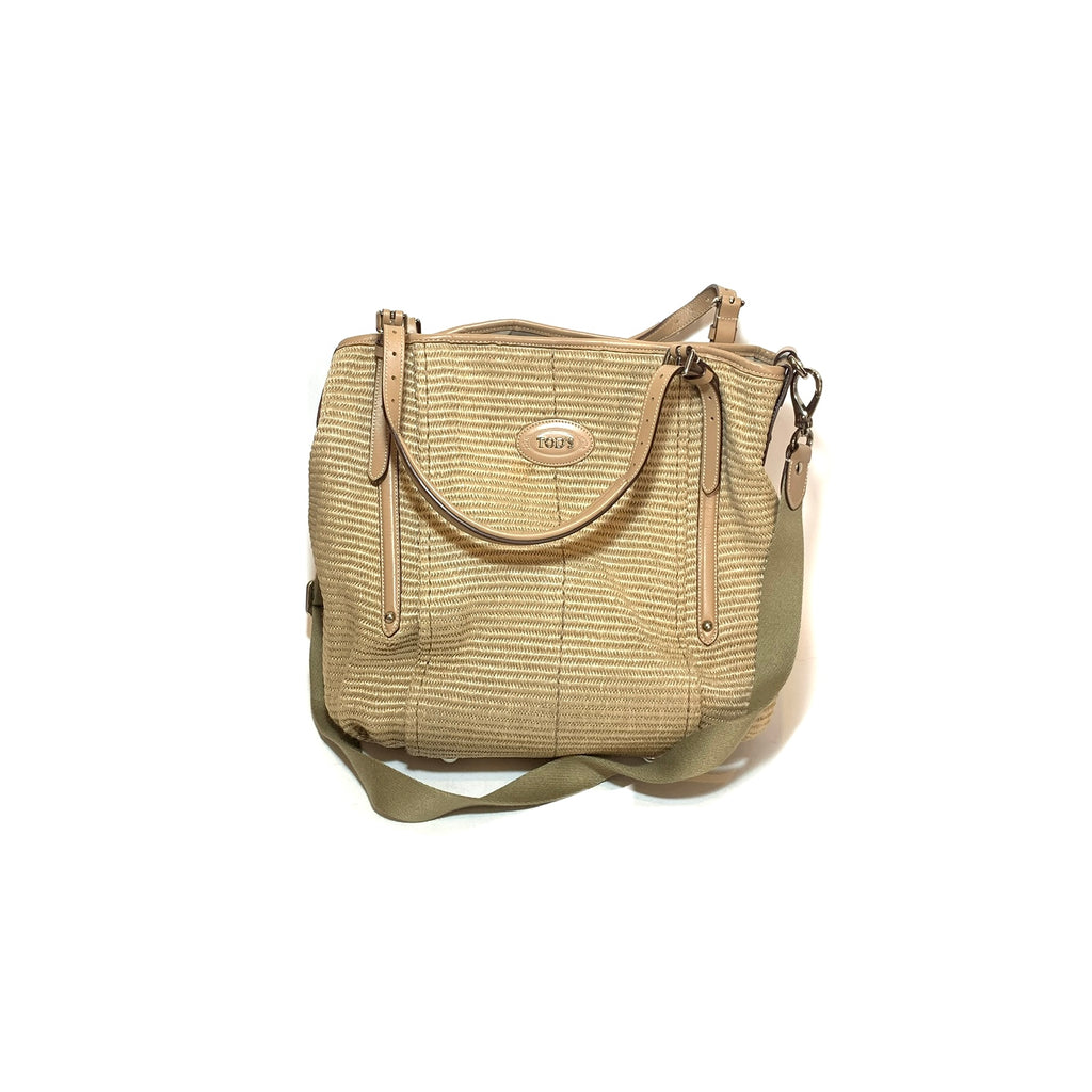 Tod's G-Line Jute & Leather Shoulder Bag | Gently Used |