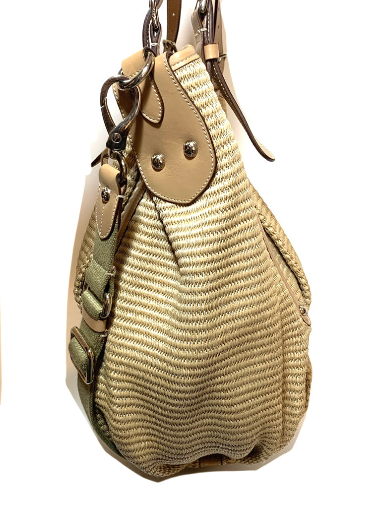Tod's G-Line Jute & Leather Shoulder Bag | Gently Used |