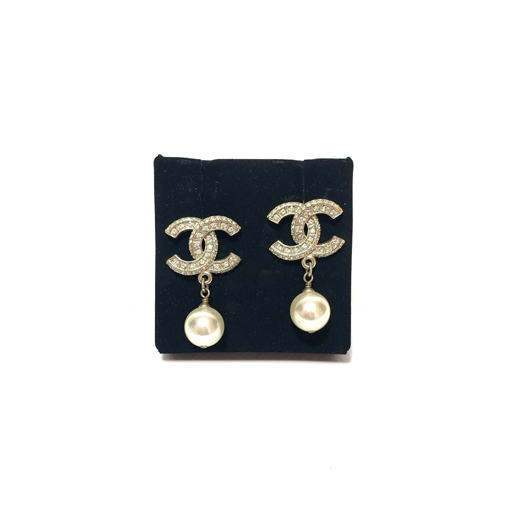 Chanel Crystal Pearl Drop Earrings | Brand New |