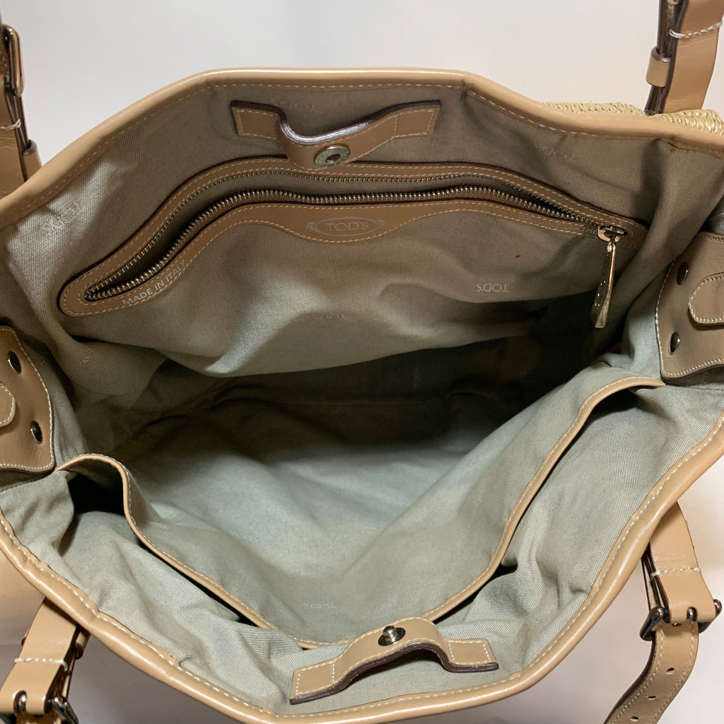 Tod's G-Line Jute & Leather Shoulder Bag | Gently Used |