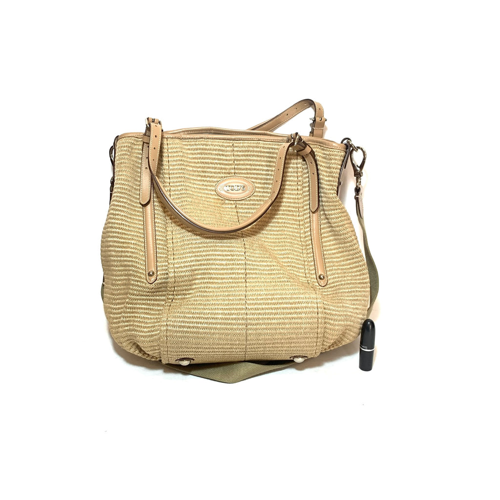 Tod's G-Line Jute & Leather Shoulder Bag | Gently Used |