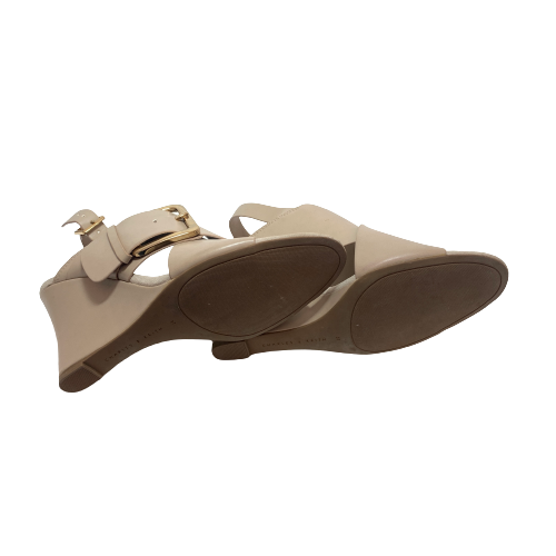 Charles & Keith Taupe Peep-toe Wedges | Gently Used |