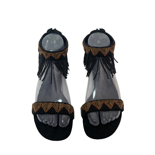 Charles & Keith Black Suede Beaded Flats | Gently Used |