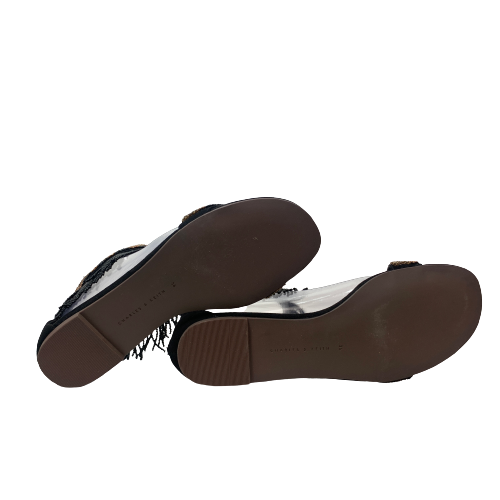 Charles & Keith Black Suede Beaded Flats | Gently Used |