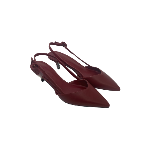 Charles & Keith Maroon Pointed Sling-back Kitten Heels | Like New |