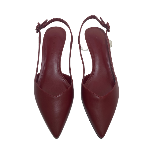 Charles & Keith Maroon Pointed Sling-back Kitten Heels | Like New |