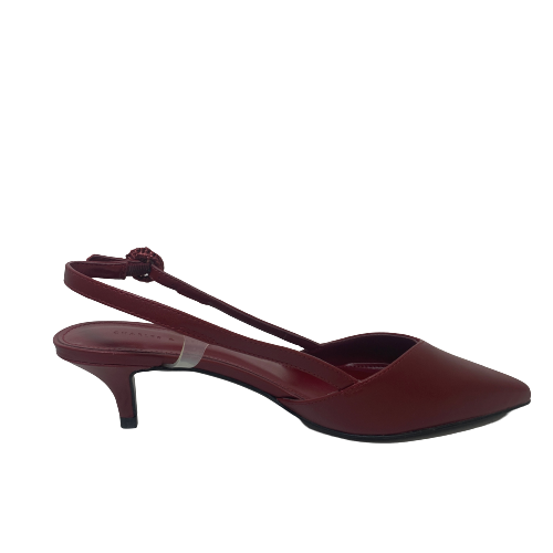 Charles & Keith Maroon Pointed Sling-back Kitten Heels | Like New |