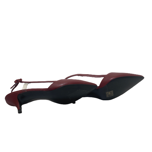 Charles & Keith Maroon Pointed Sling-back Kitten Heels | Like New |