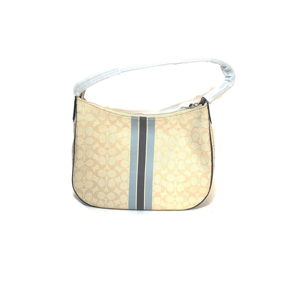 Coach Beige & Blue Striped Monogram Hobo Bag | Brand New |