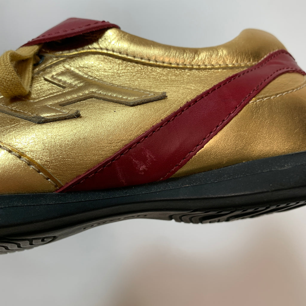 Hogan Gold & Maroon Leather Sneakers | Pre Loved |